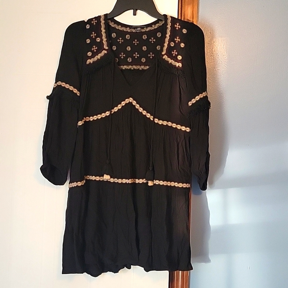 American Eagle Outfitters Black & Tan Bohemian Style dress Size XS